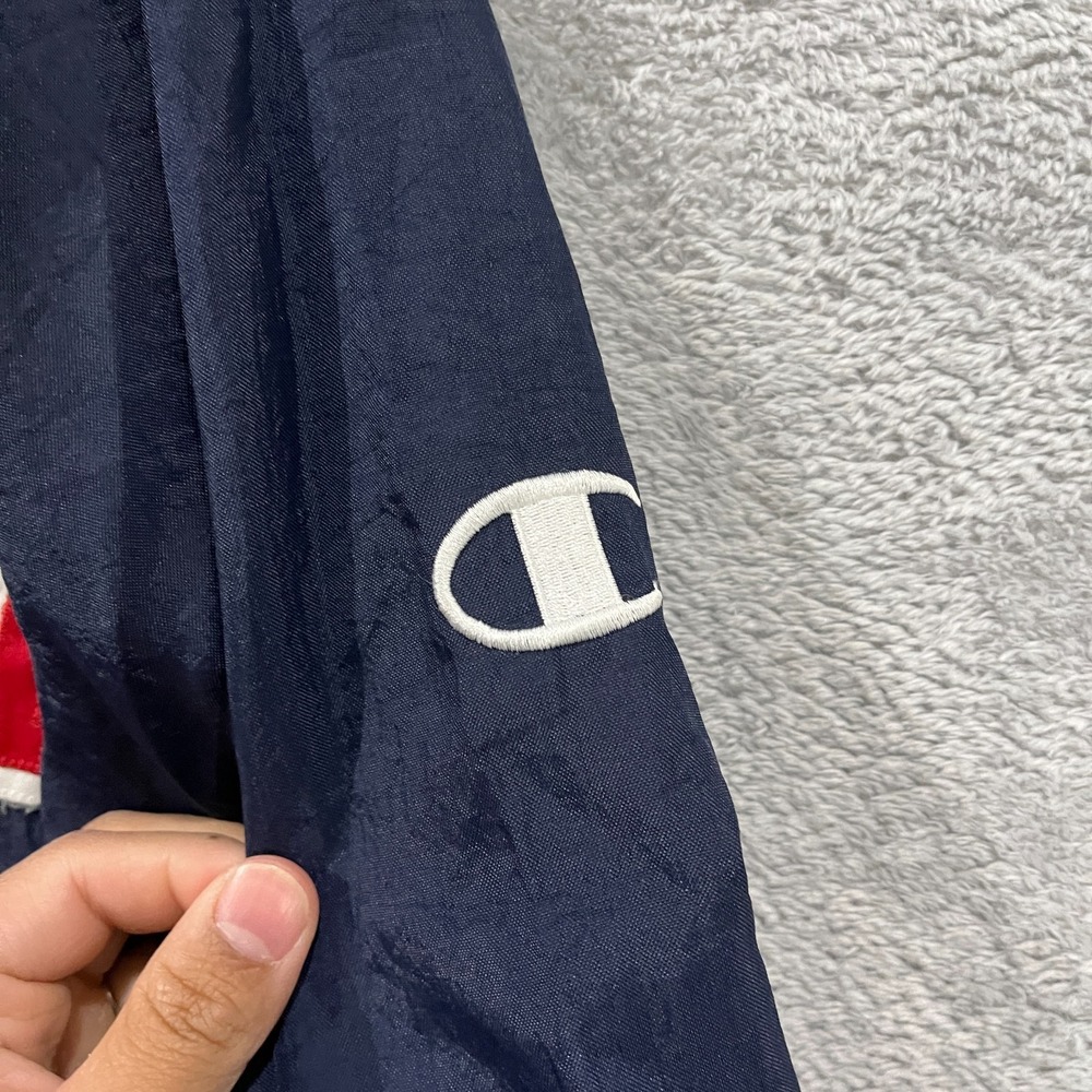 Vintage Champion Windbreaker Men Small 90S Pullover Jacket Embroidered Navy Blue - Picture 8 of 16